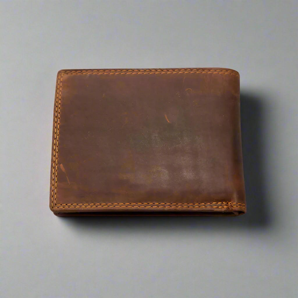 Greenwood Leather Men's Wallet. RFID-Blocking Oil Pull-Up Leather - Boutique of Leathers/Open Road