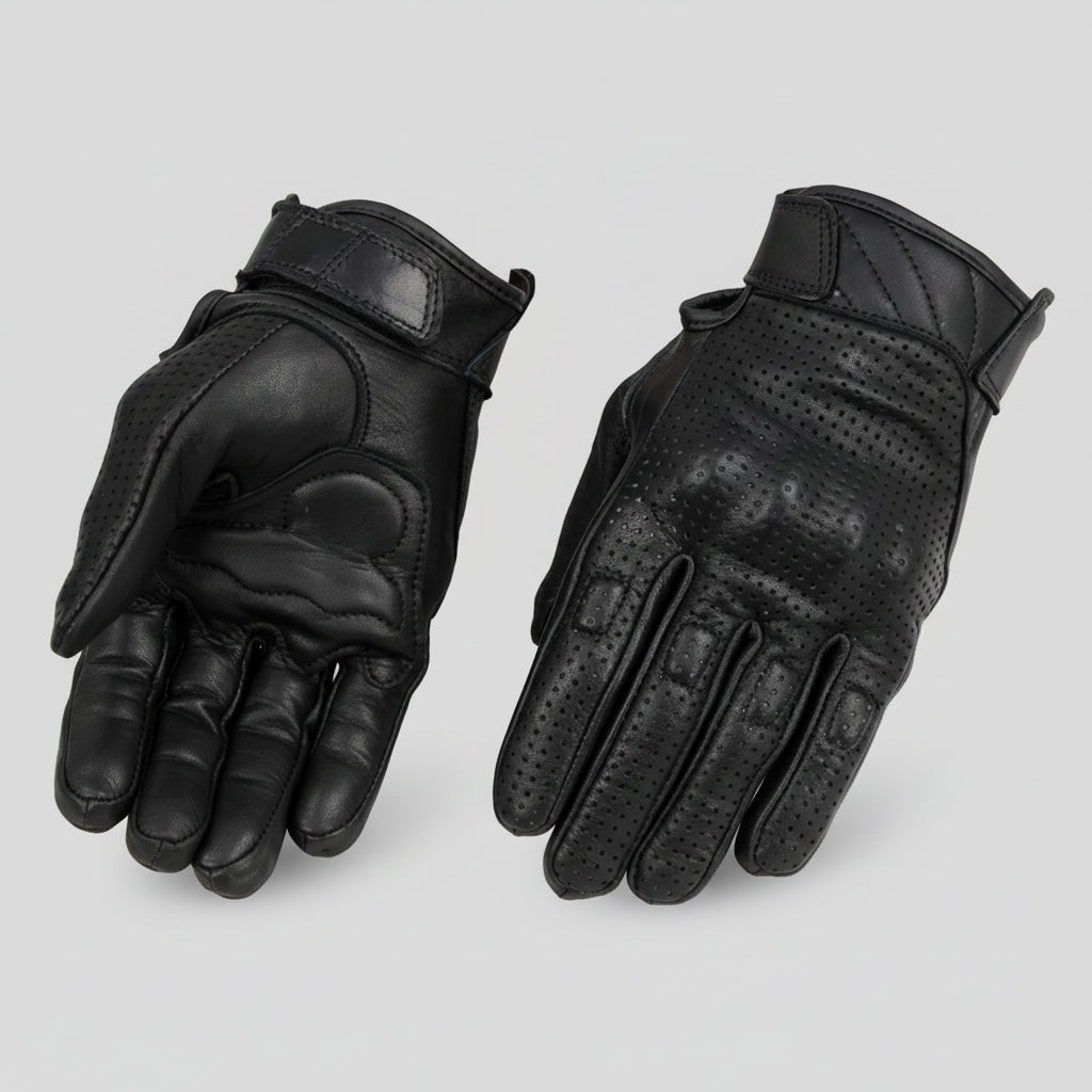 Open Road Men's Perforated Armored Leather Motorcycle Gloves