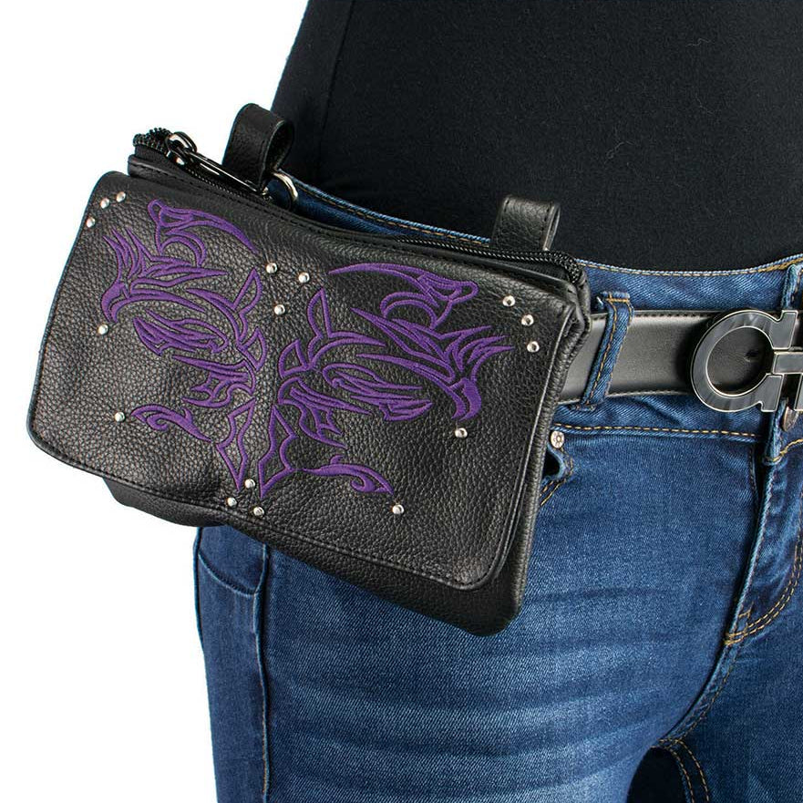 Milwaukee Leather Women's Tribal Eagle Leather Multi-Pocket Belt Bag
