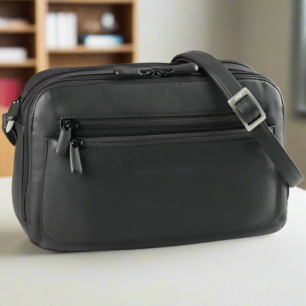 Derek Alexander Double Zipped Organizer Crossbody Bag