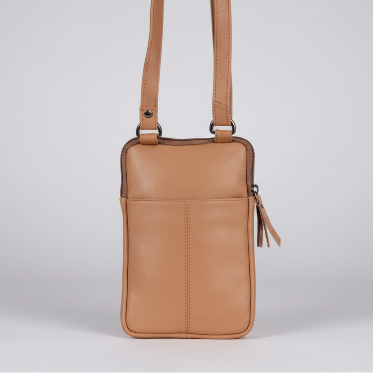 Greenwood Leather Compact Mini Crossbody. Slim Full-Grain Leather Phone Bag & Travel Organizer - Boutique of Leathers/Open Road