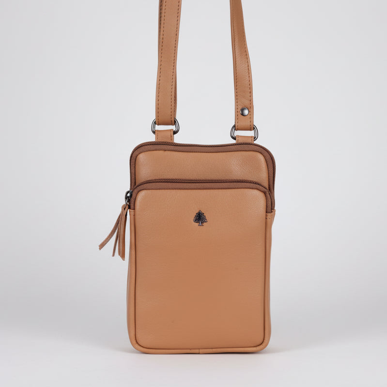 Greenwood Leather Compact Mini Crossbody. Slim Full-Grain Leather Phone Bag & Travel Organizer - Boutique of Leathers/Open Road