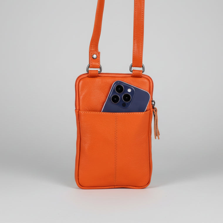 Greenwood Leather Compact Mini Crossbody. Slim Full-Grain Leather Phone Bag & Travel Organizer - Boutique of Leathers/Open Road