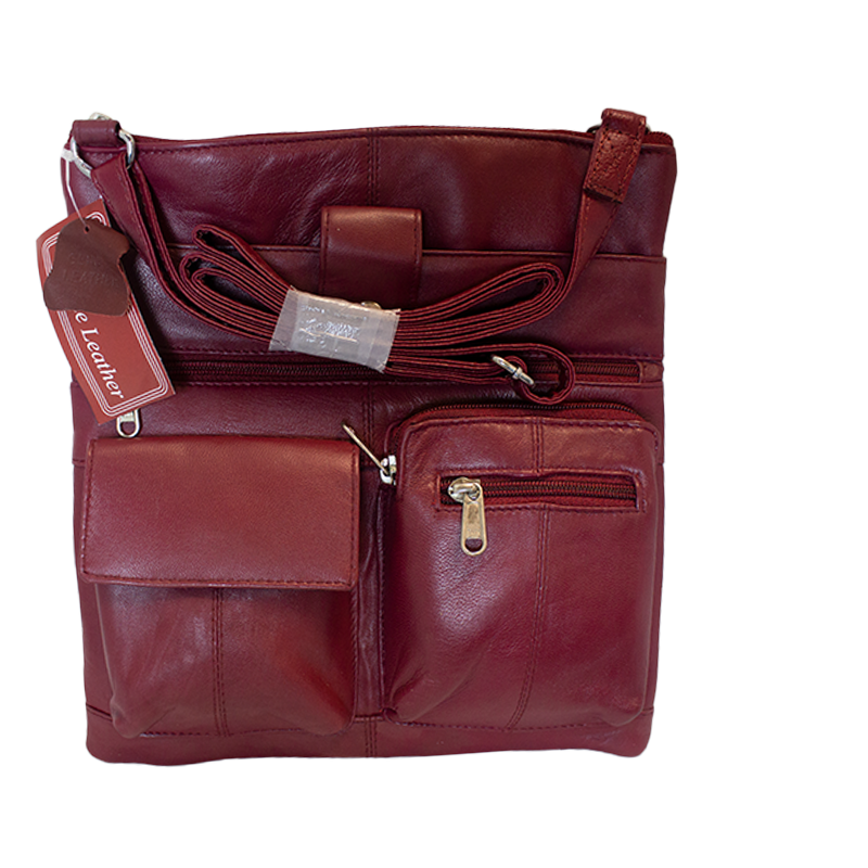 NEW Handcrafted Wine Genuine Leather Multi Pocket Purse 11x9x3 + Shoulder  Strap | eBay