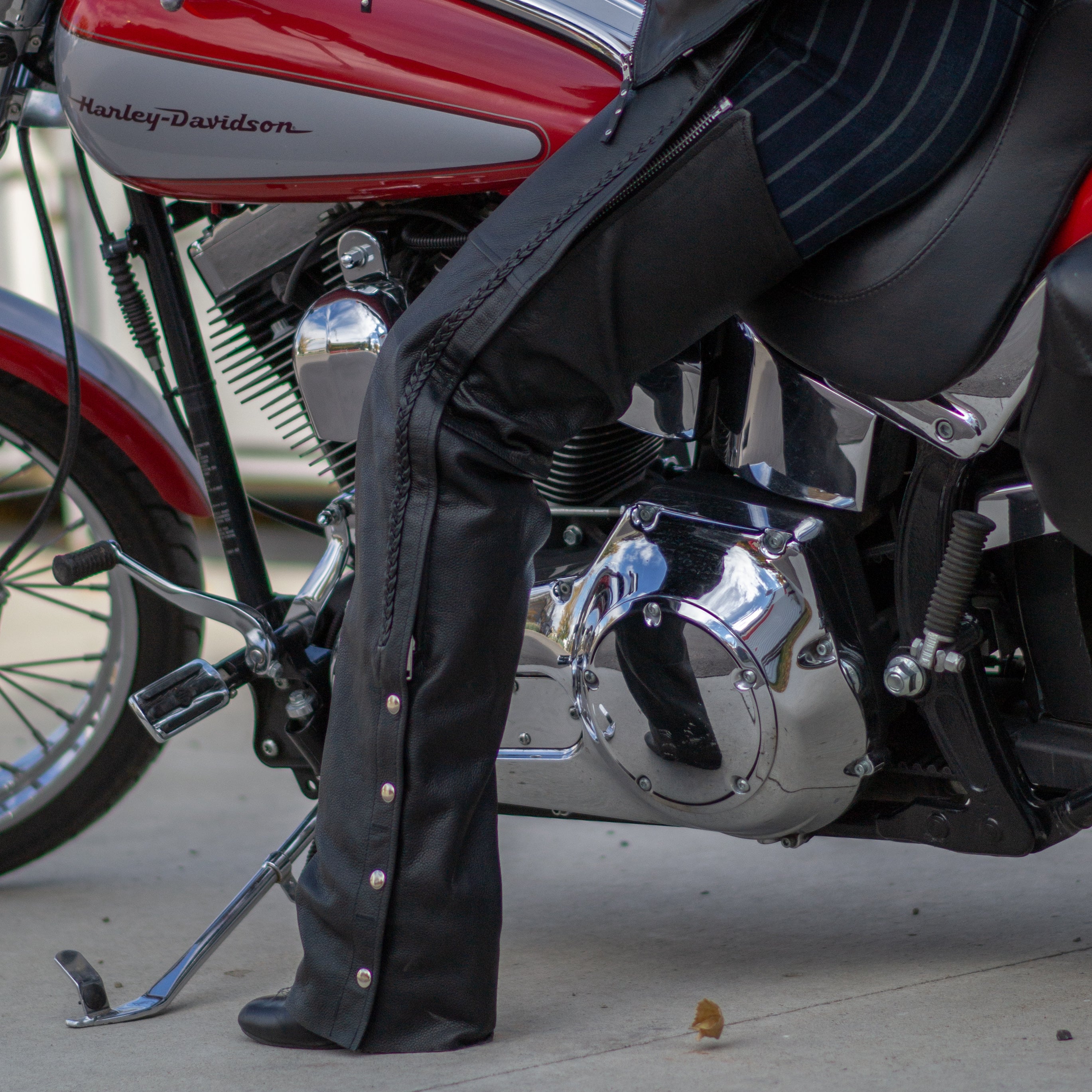 Open Road Women's Braid Detail Premium Leather Chaps