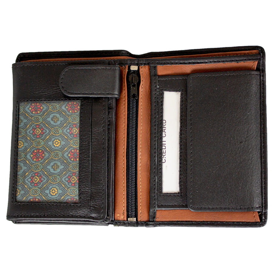 Men's Snap Close Flip Trifold Leather Wallet