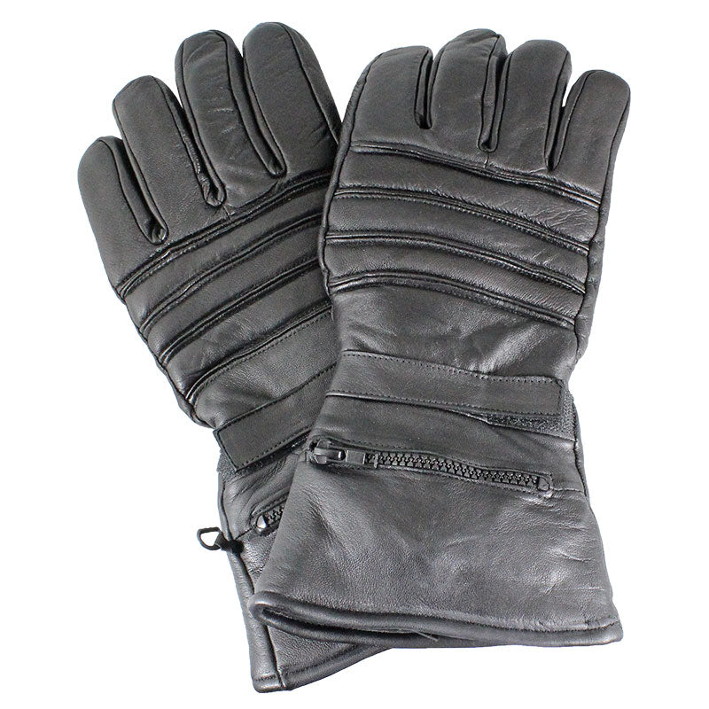 Men's Leather Motorcycle Gloves w/ Rain Cover