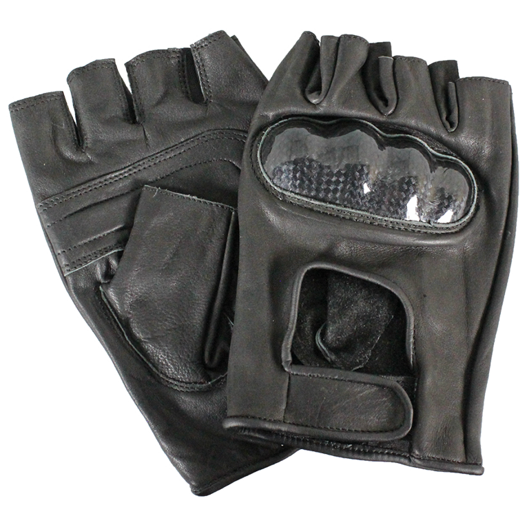 Men's Fingerless  Leather Motorcycle Gloves