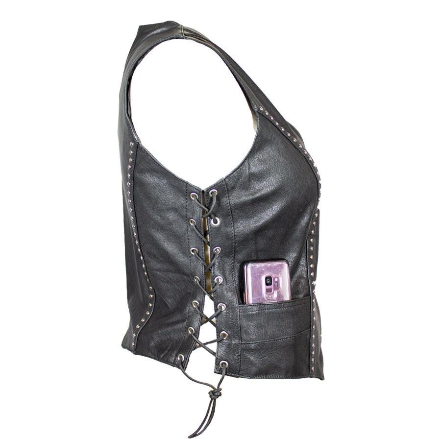 Women's Stud Accent Leather Gunslinger Vest