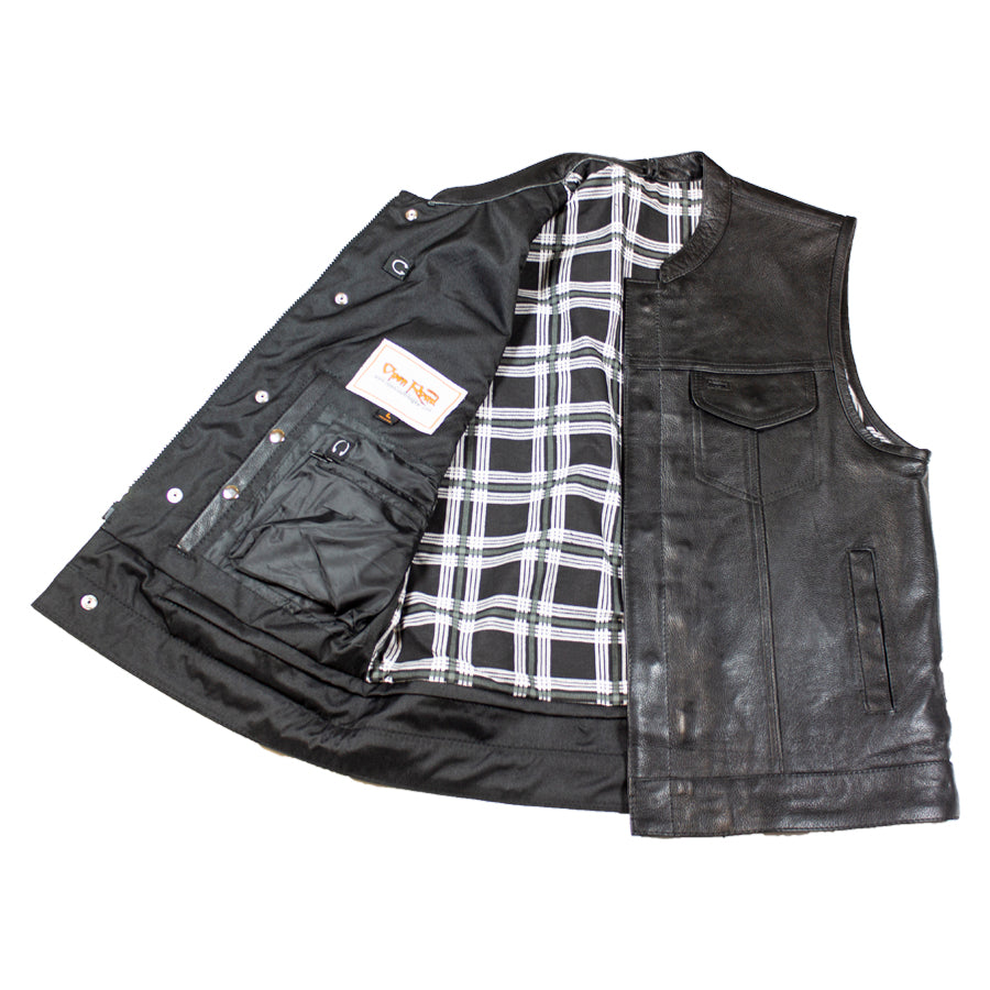 Men's Flannel Lined Leather Club Vest