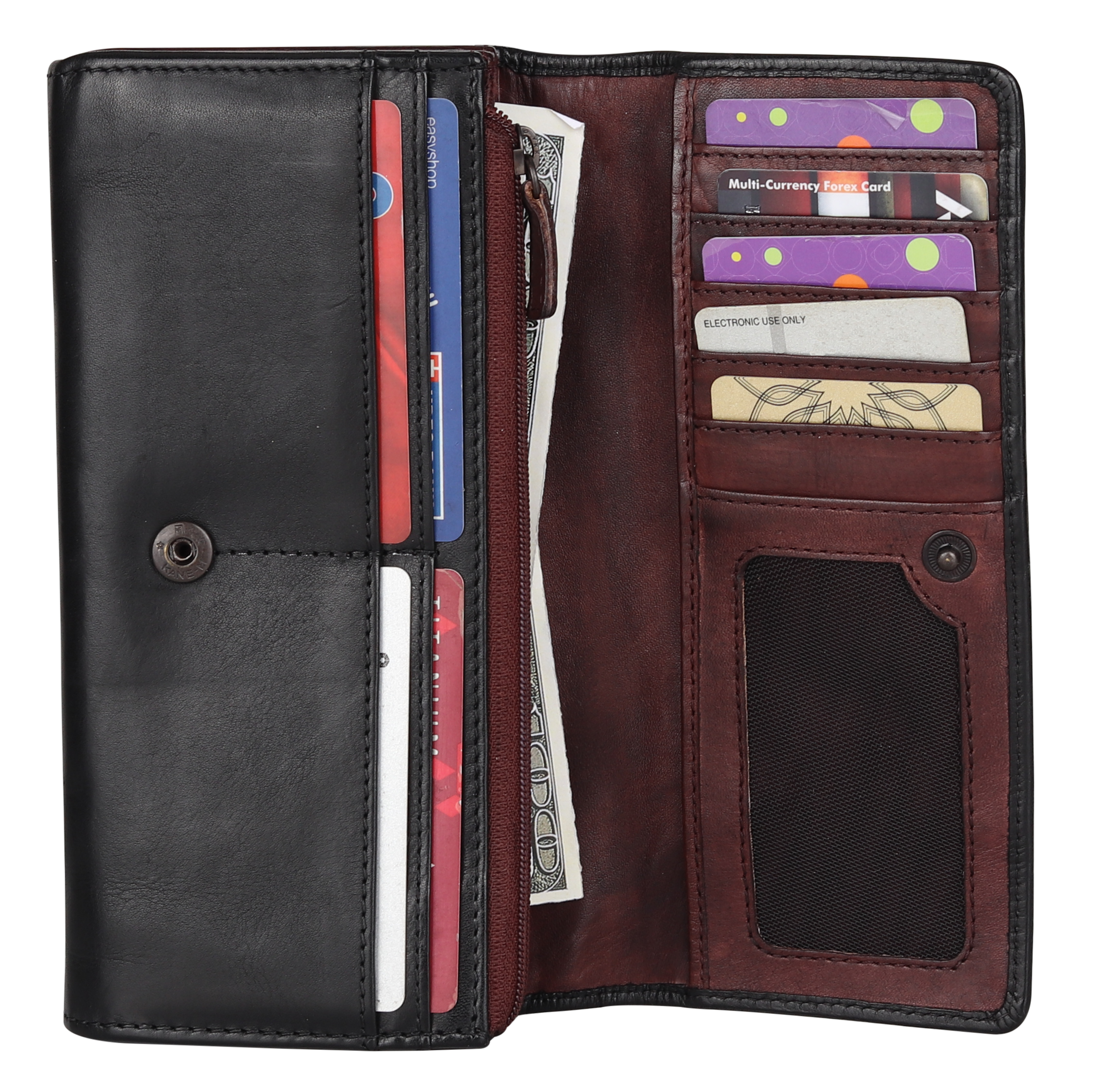 MET Women's Two Tone Leather Clutch Wallet