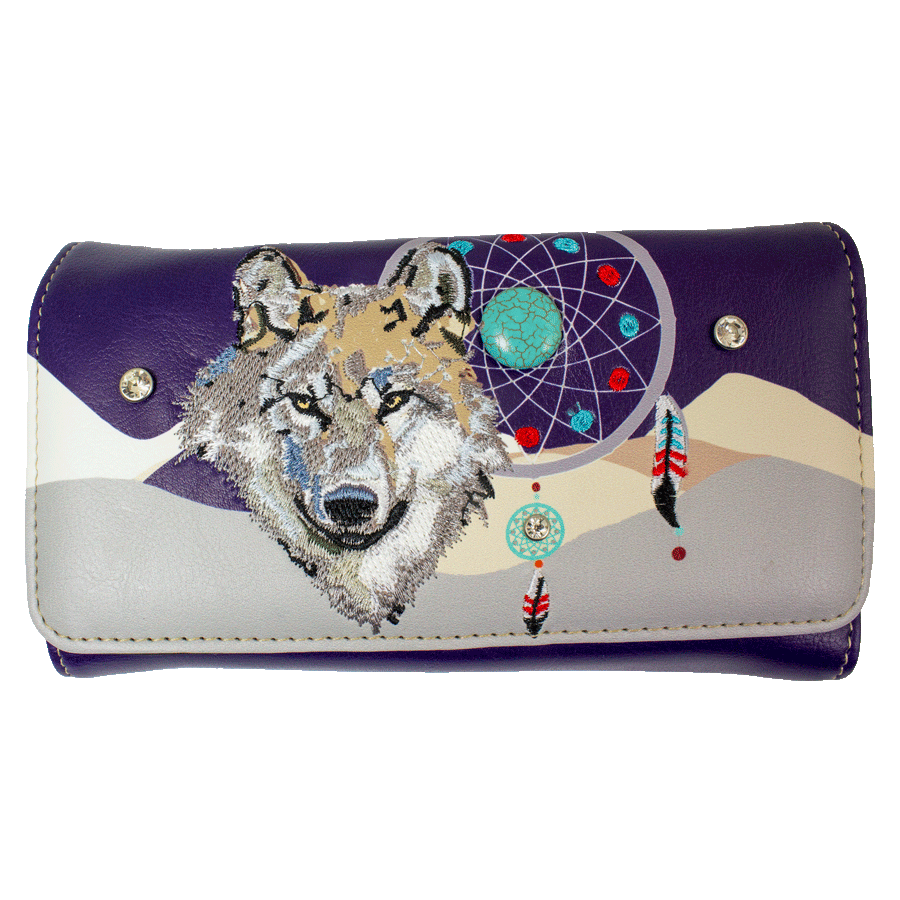 Open Road Women's Wolf and Dream Catcher Trifold Wallet