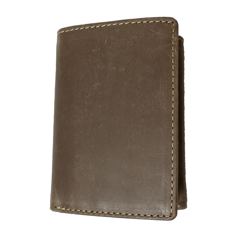 Men's Trifold Leather Flip-up Wallet