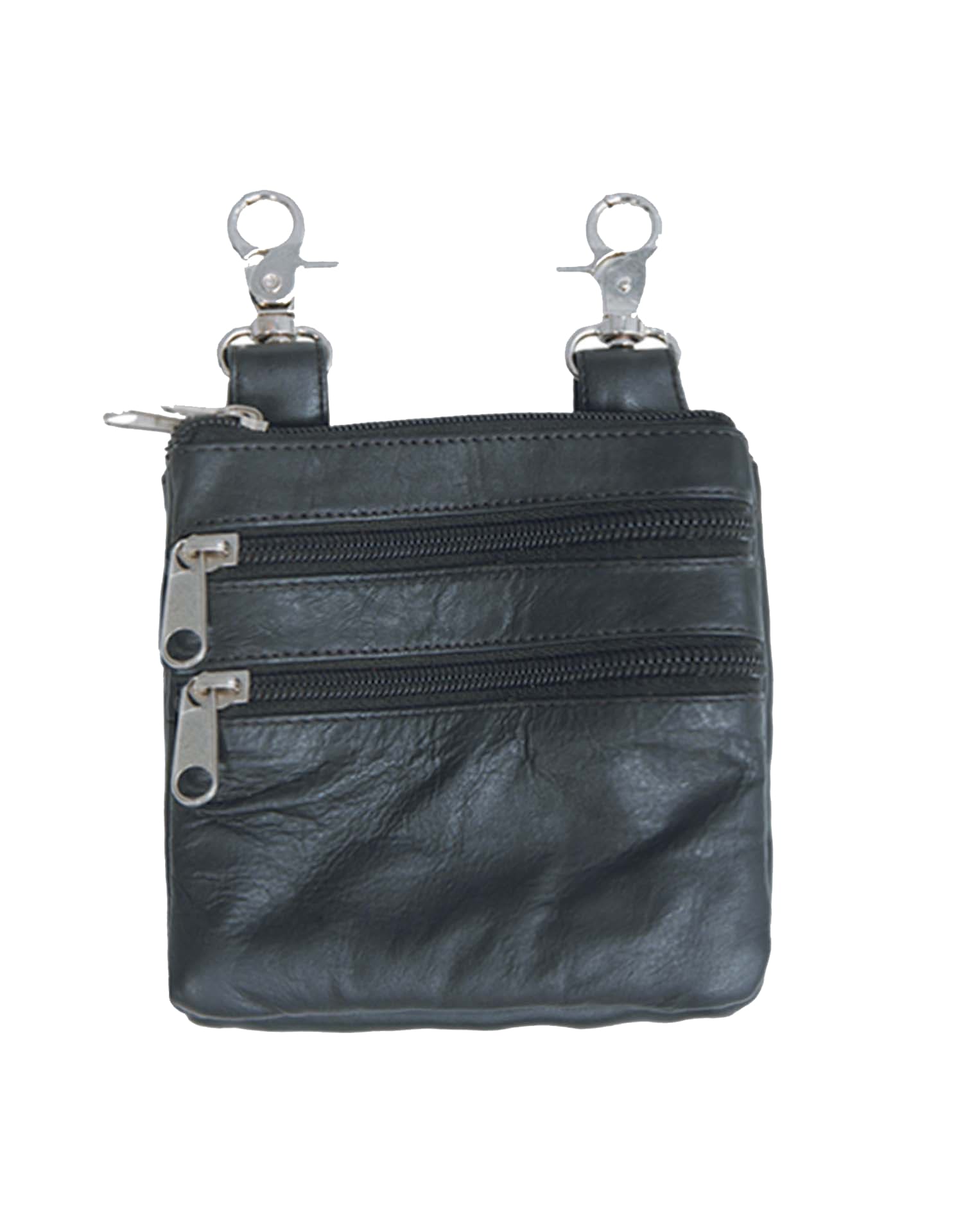 Three Pocket Leather Clip Bag