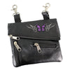 Butterfly Embroidered Leather Clip Bag