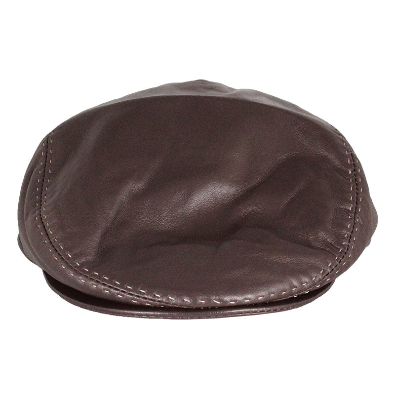 Stitch Accent Leather London Flat Cap