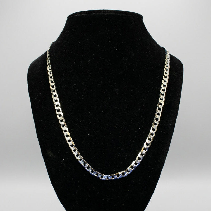 Men’s 6mm Stainless Steel Accented Cuban Link Chain. 24" Biker Necklace - Boutique of Leathers/Open Road
