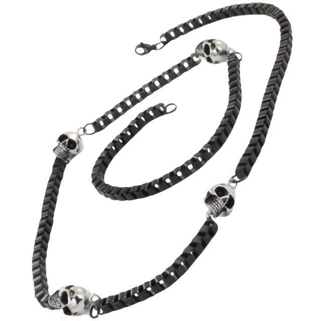 GoSteel Biker Skull Chain Necklace