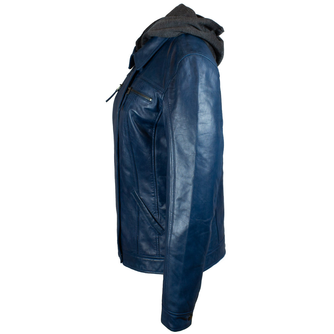 BOL Women's Removable Hood Leather Jacket