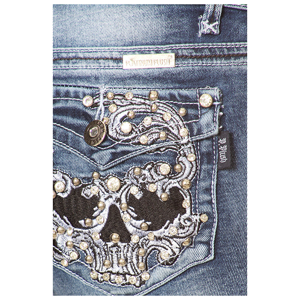 Women's Skull Rhinestone Bootcut Jeans