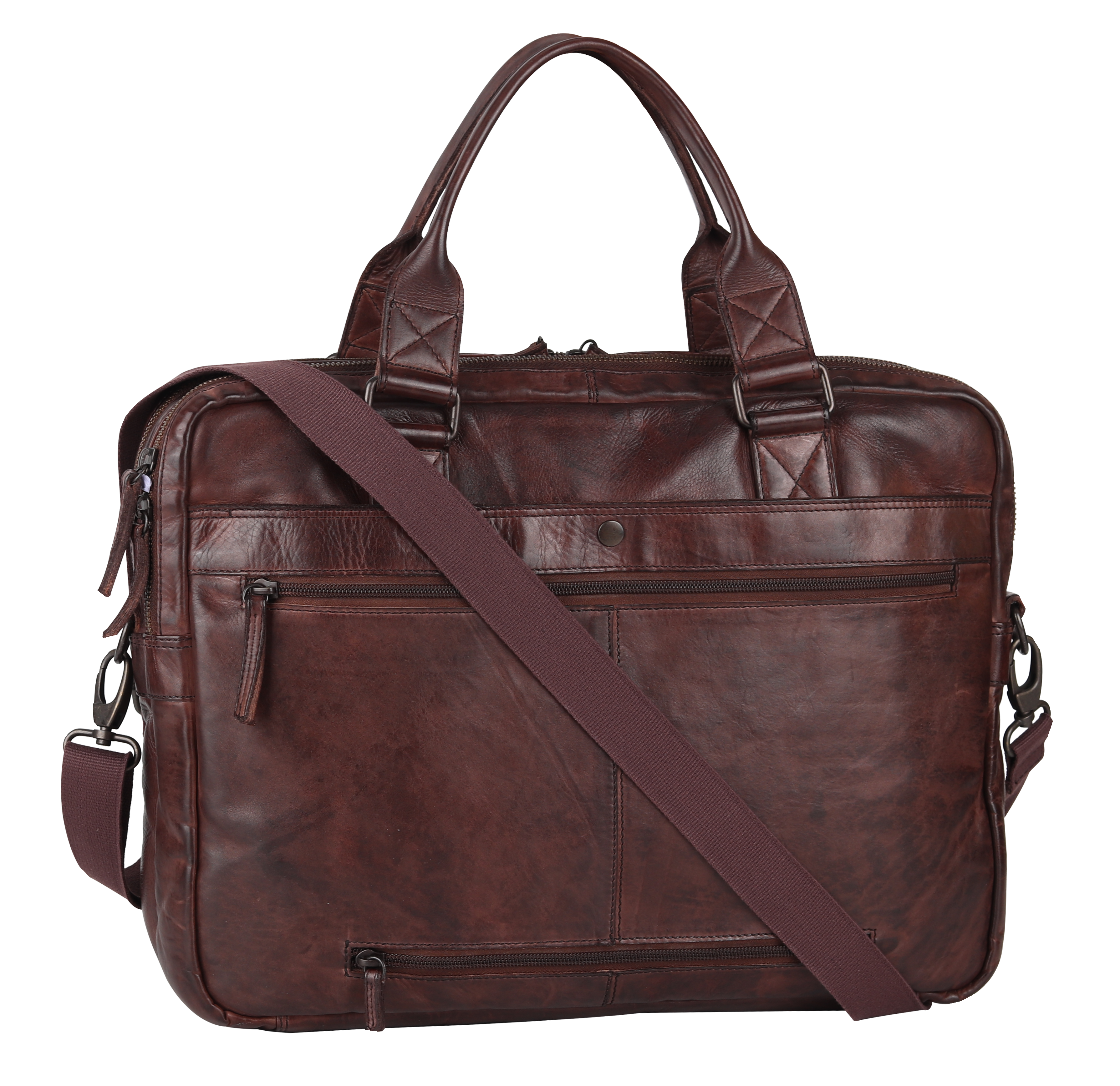 BOL Front Zip Leather Laptop Bag