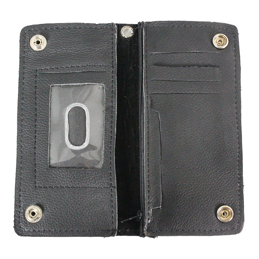 Men's Chrome Plated Bifold Leather Wallet