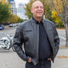 Open Road Men's Ribbed Padding Leather Motorcycle Jacket