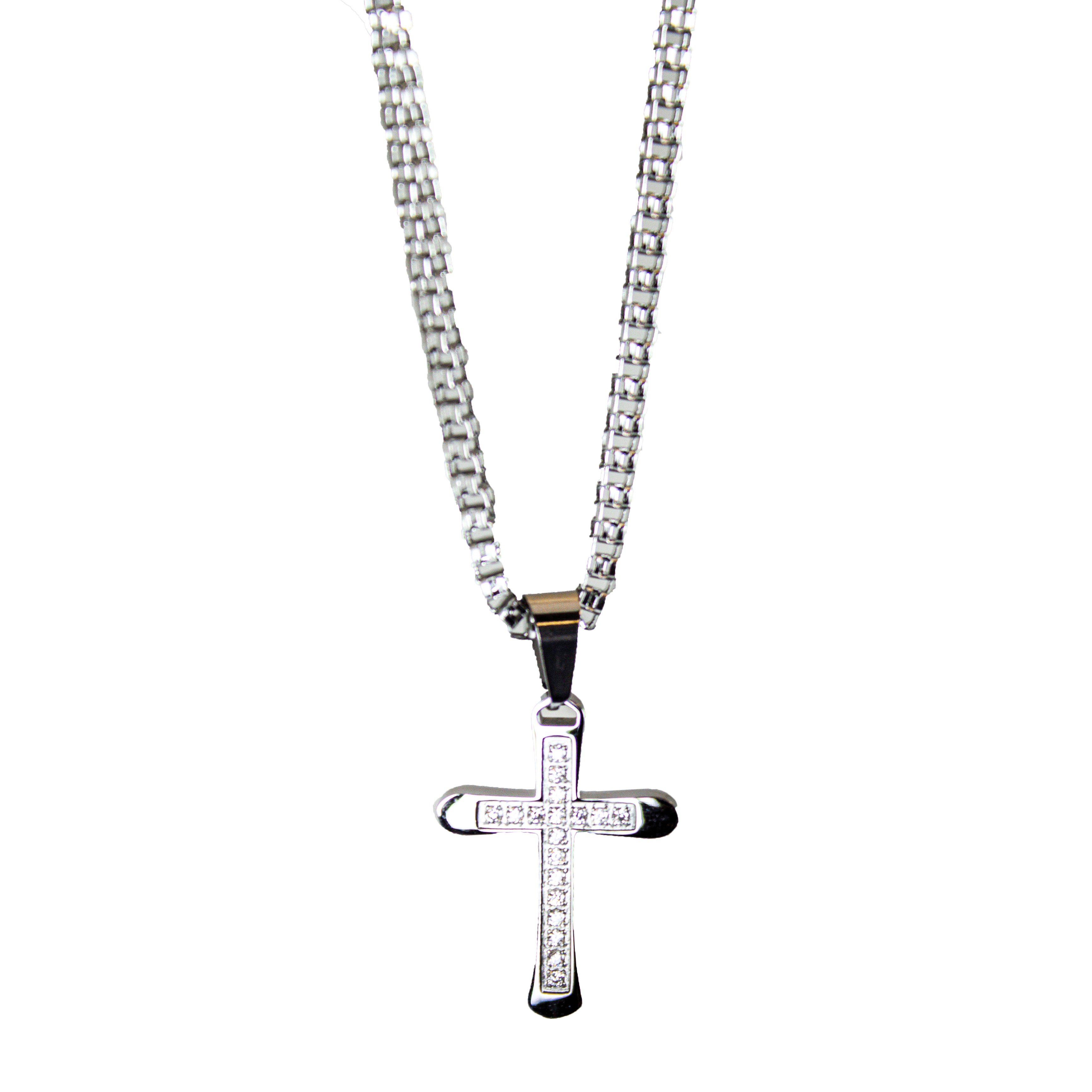Open Road Stainless Steel Cross Pendant Chain Necklace
