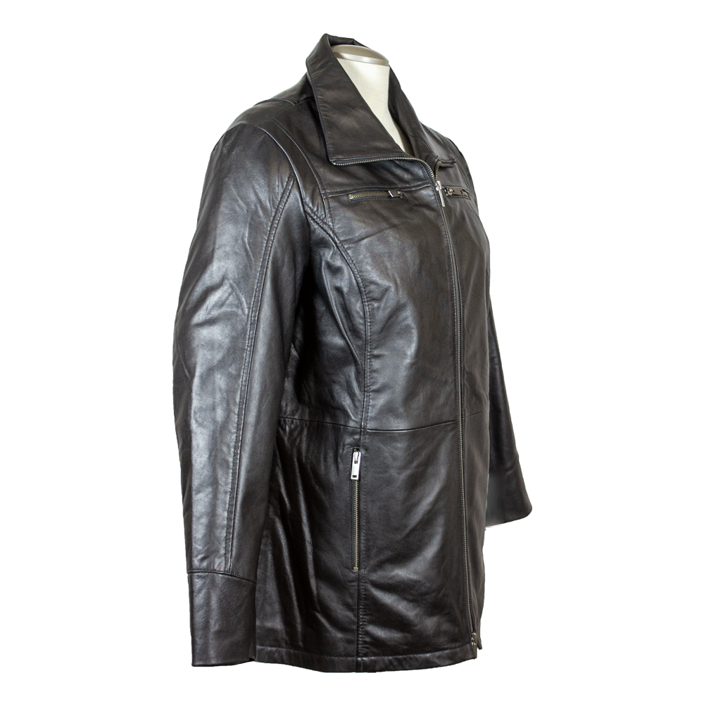 BOL Women's Long Zip Up Leather Jacket