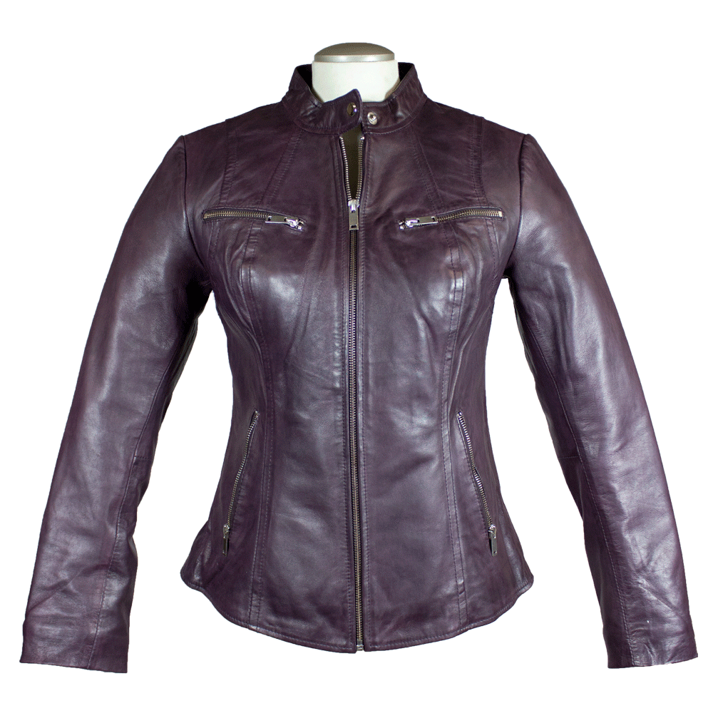 BOL Women's Zip Pocket Leather Jacket