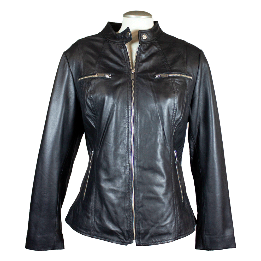 BOL Women's Zip Pocket Leather Jacket