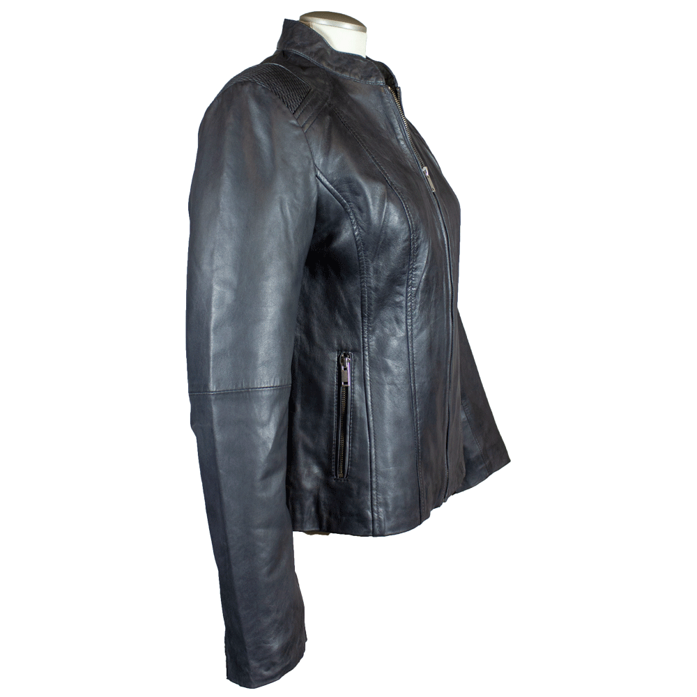 BOL Women's Basket Weave Accent Leather Jacket