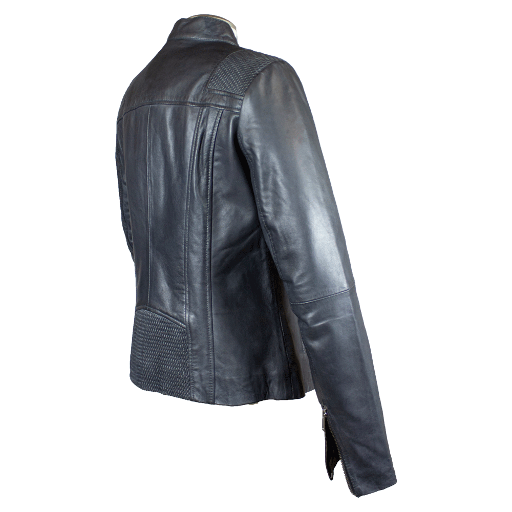 BOL Women's Basket Weave Accent Leather Jacket