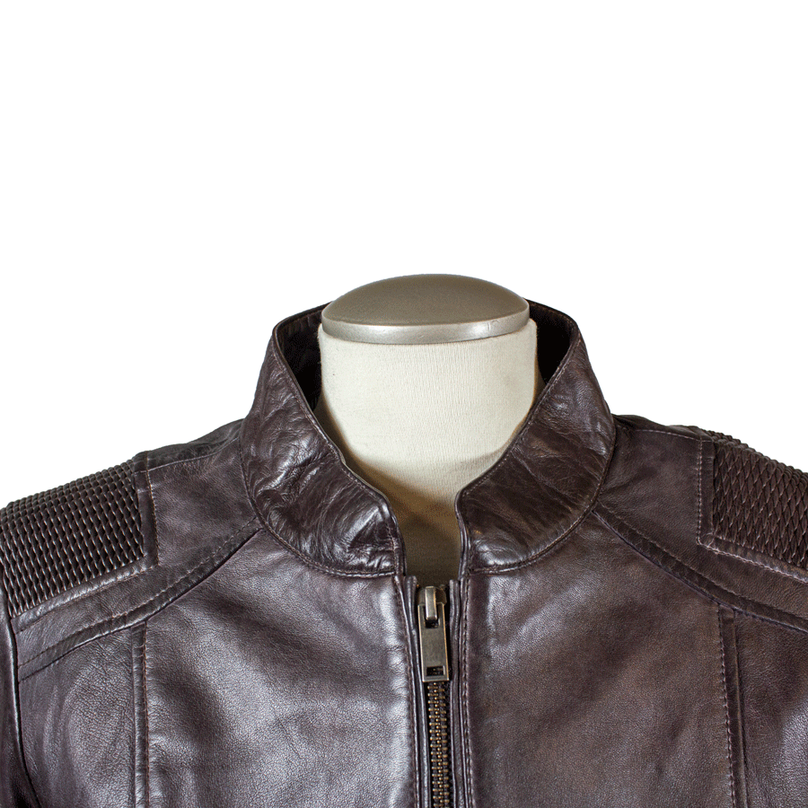 BOL Women's Basket Weave Accent Leather Jacket