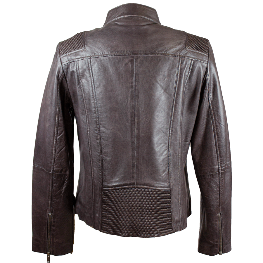 BOL Women's Basket Weave Accent Leather Jacket