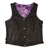 Women's Paisley Lined Leather Vest