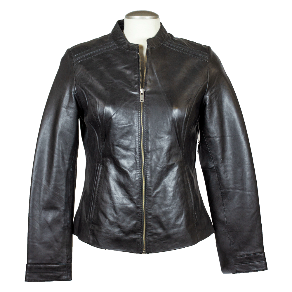 BOL Women's Round Collar Leather Jacket