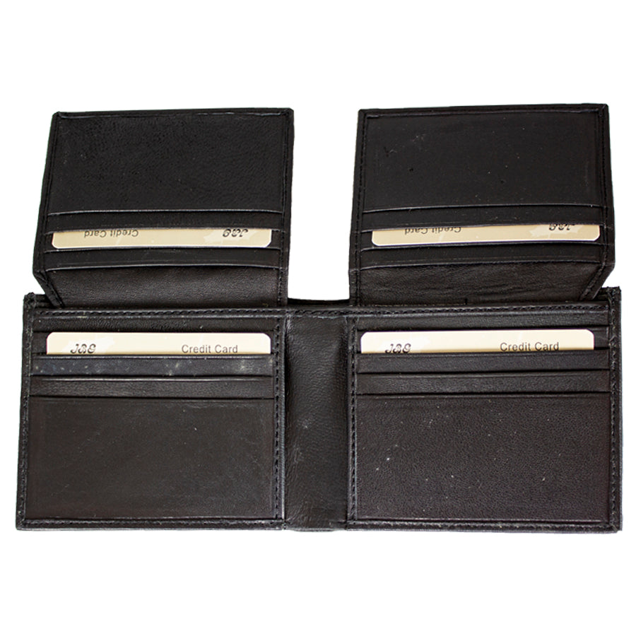 Men's Double Flip Up Bifold Leather Wallet