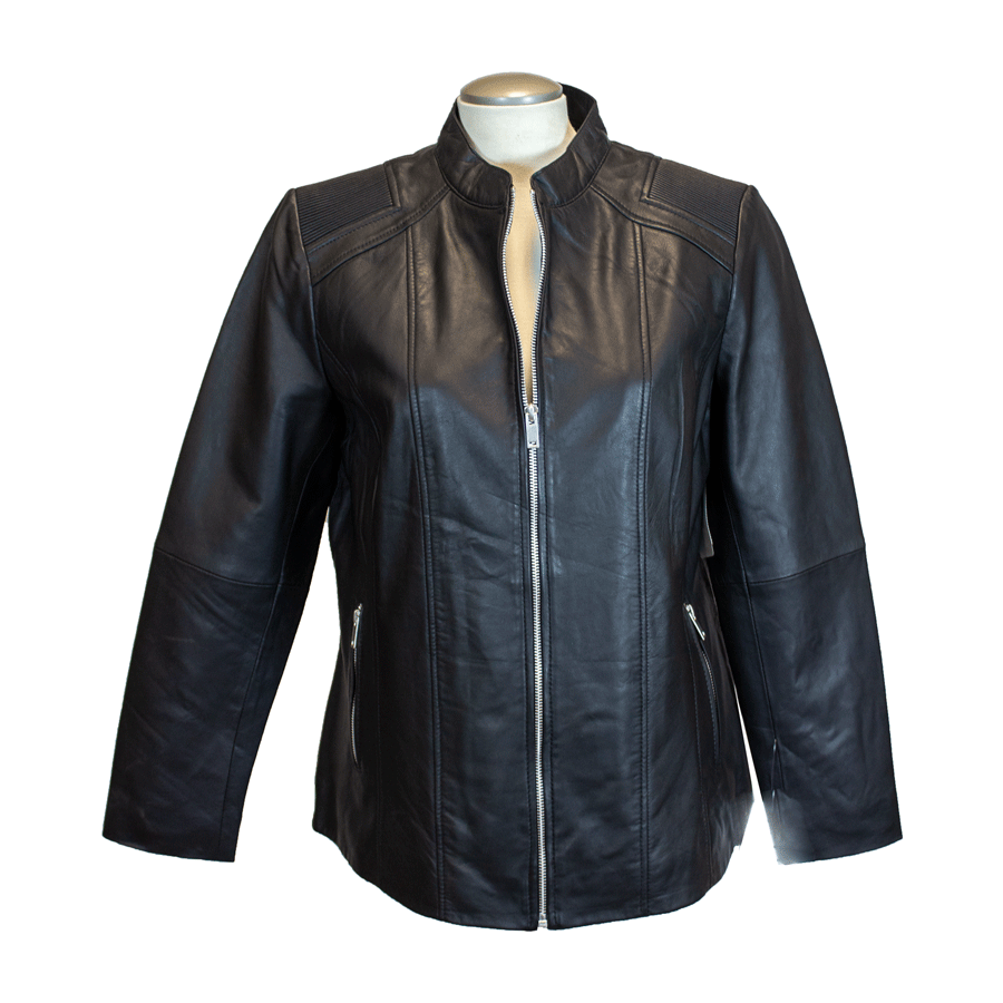 BOL/Open Road Women's Paulina Ribbed Shoulder Leather Jacket