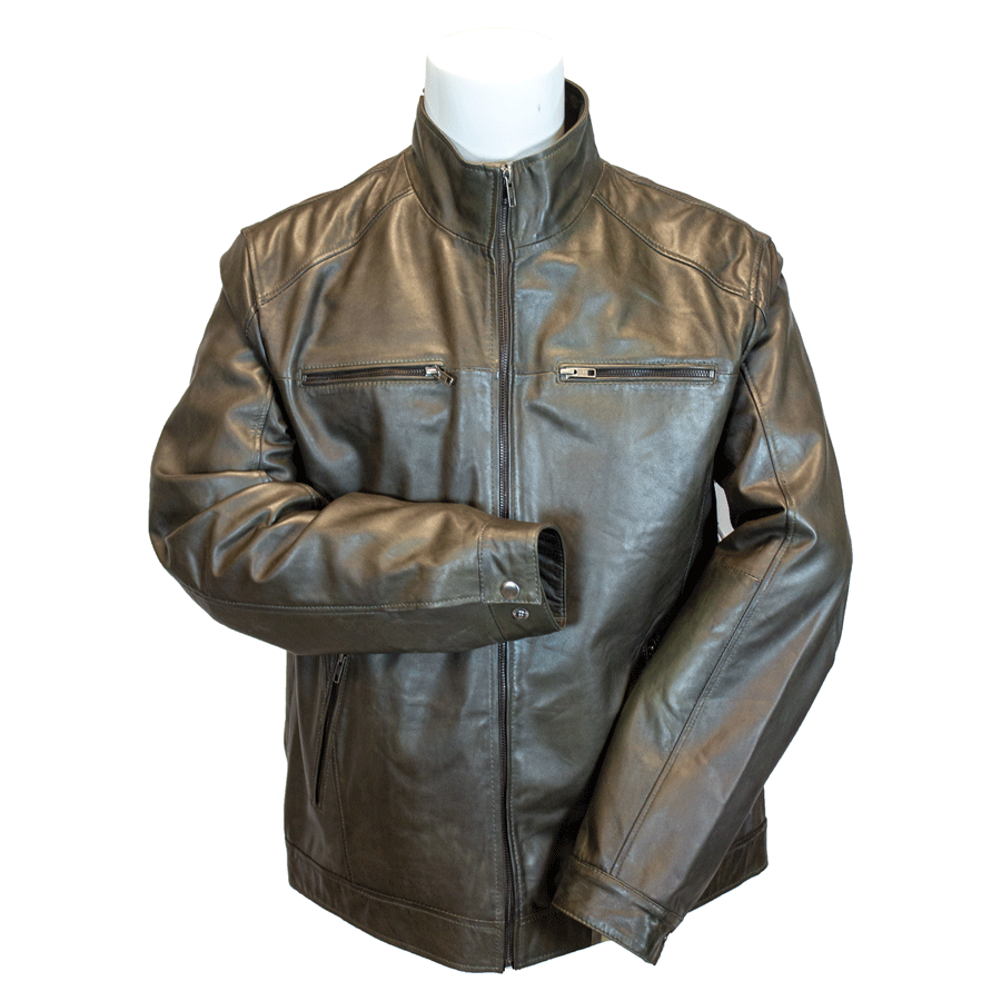 BOL/Open Road Men's Olive Classic Leather Jacket