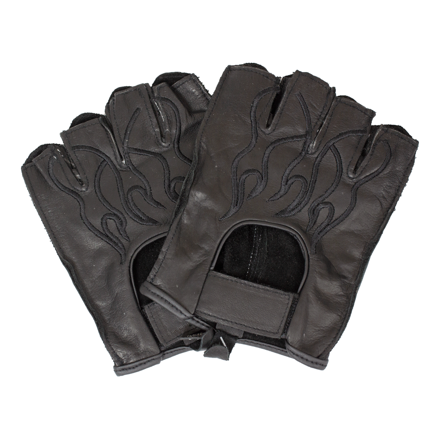 Open Road Men's Leather Finger-less Gloves