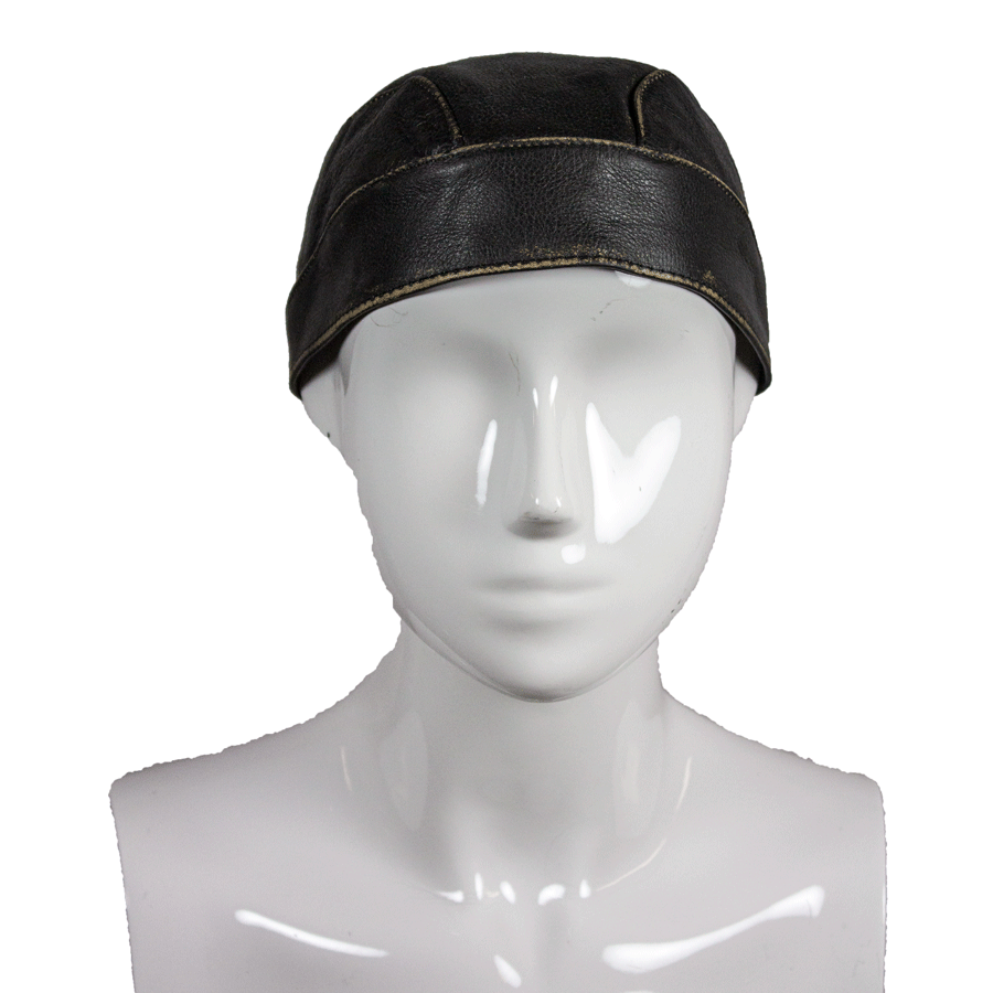 Open Road Rub Off Brown Leather Skull Cap