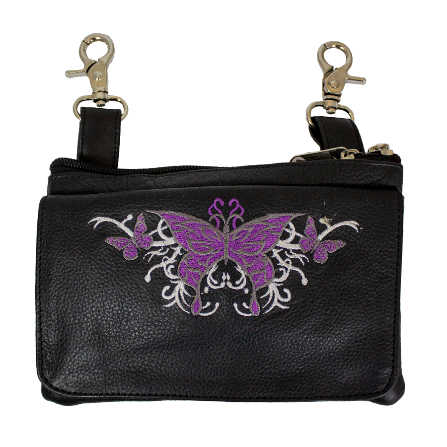 Open Road Butterfly Leather Clip Bag
