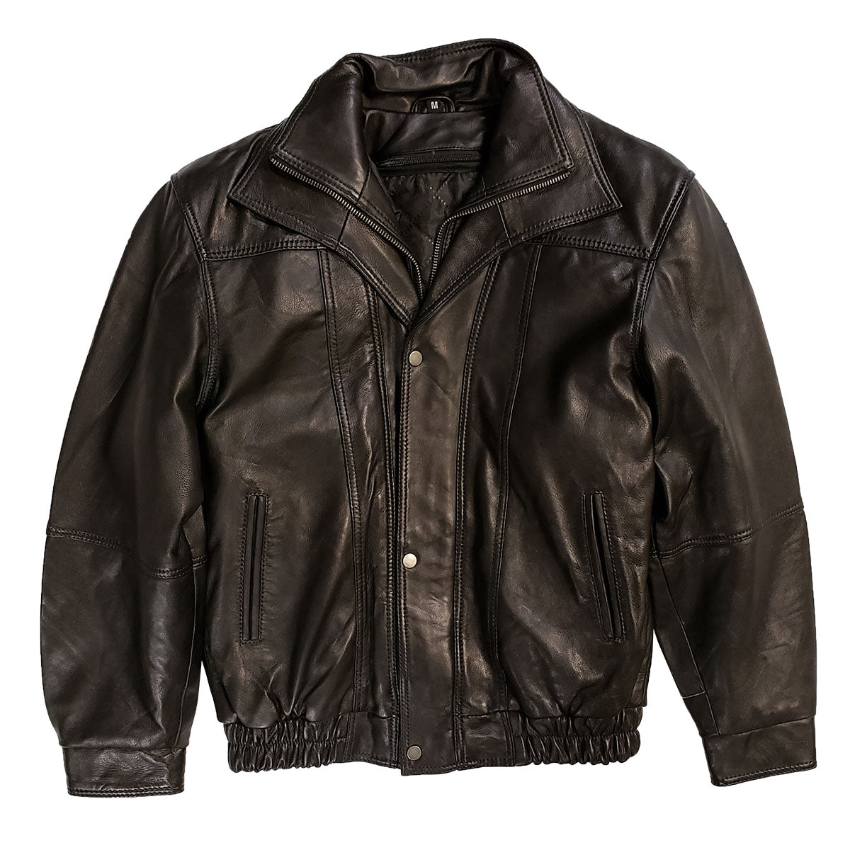 Men's Double Collar Leather Bomber Jacket
