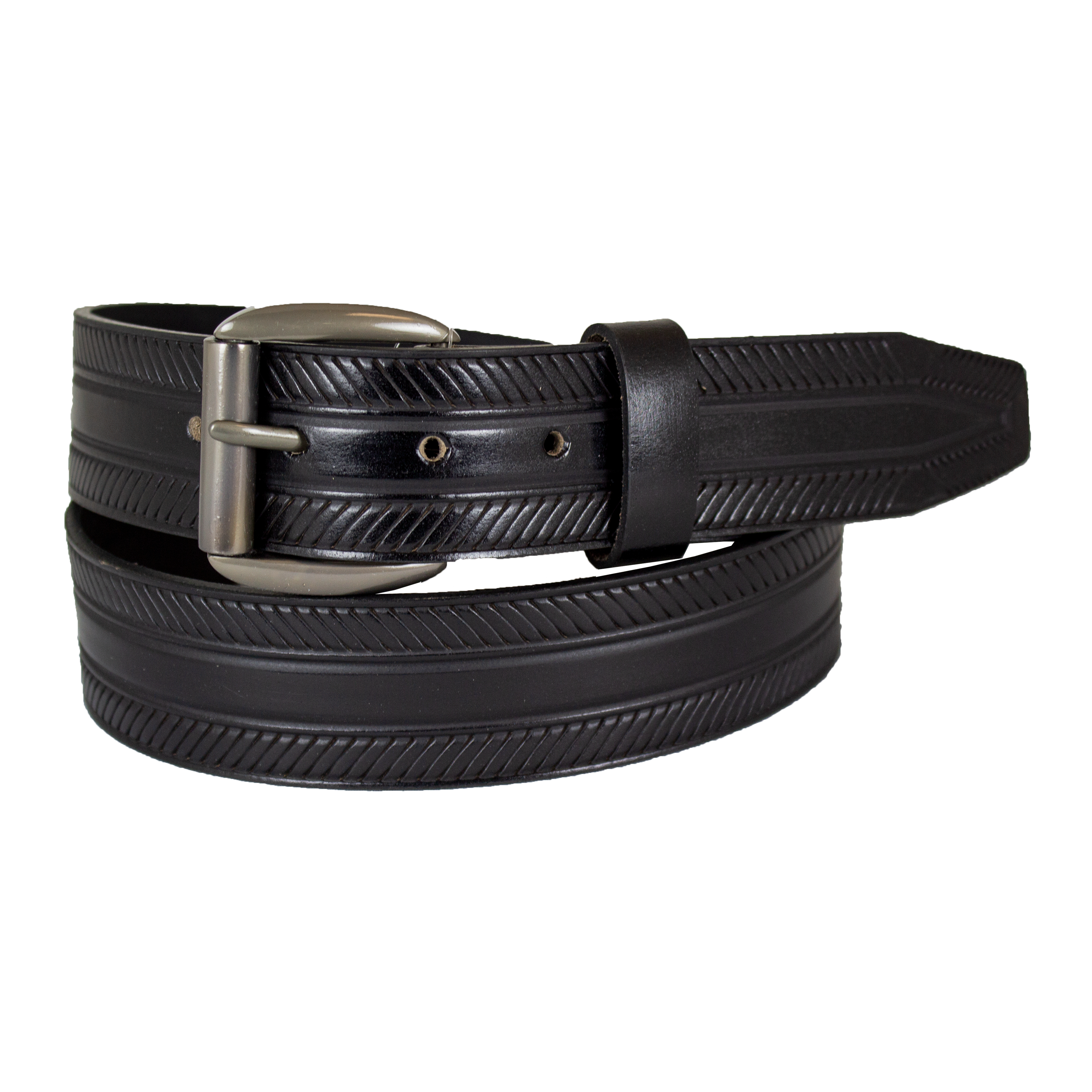 BOL Men's Removable Buckle Ribbed Leather Belt