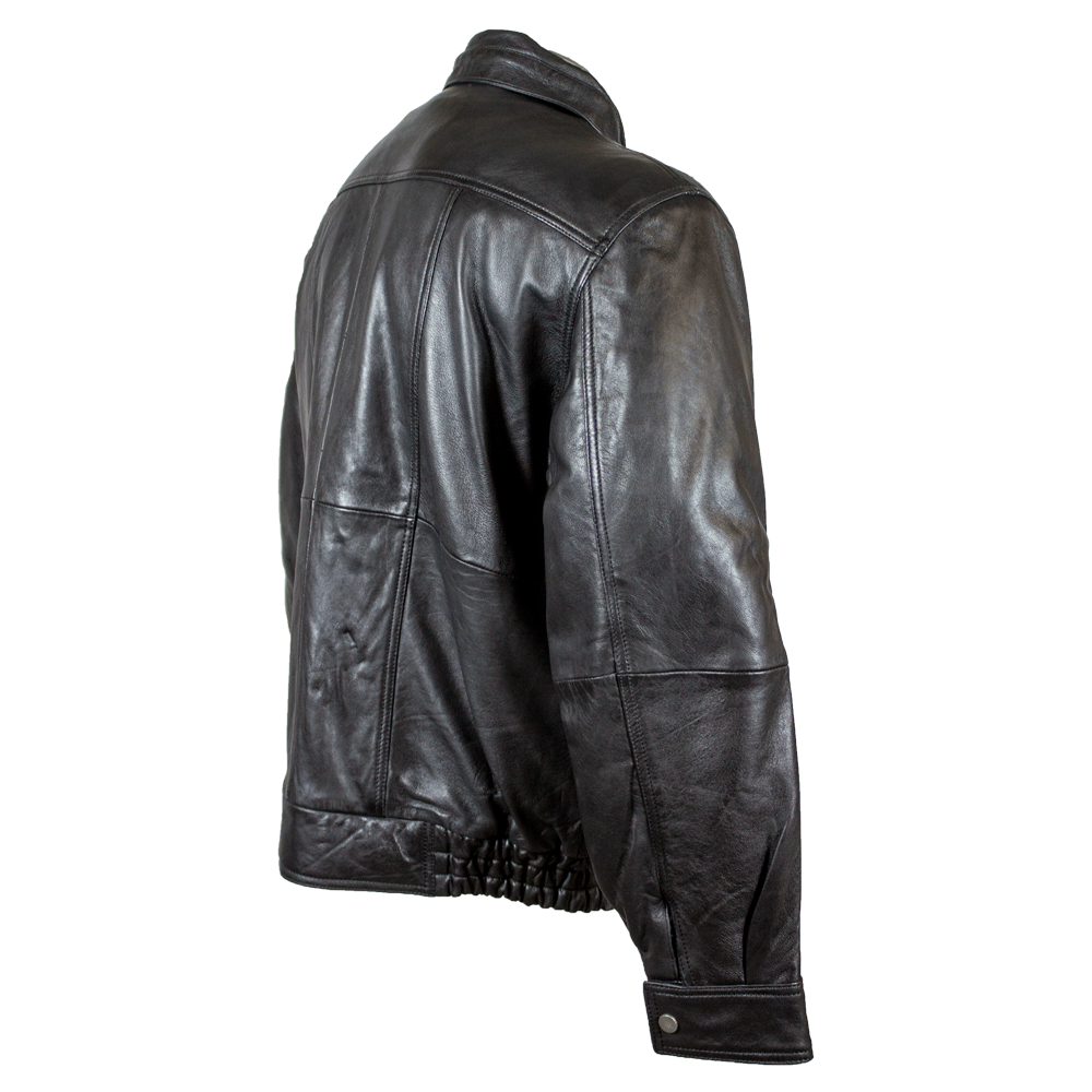 BOL Men's Full Zip Leather Bomber Jacket
