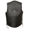 Milwaukee Leather Men's Side Lace Leather Vest w/ Skull & Wings