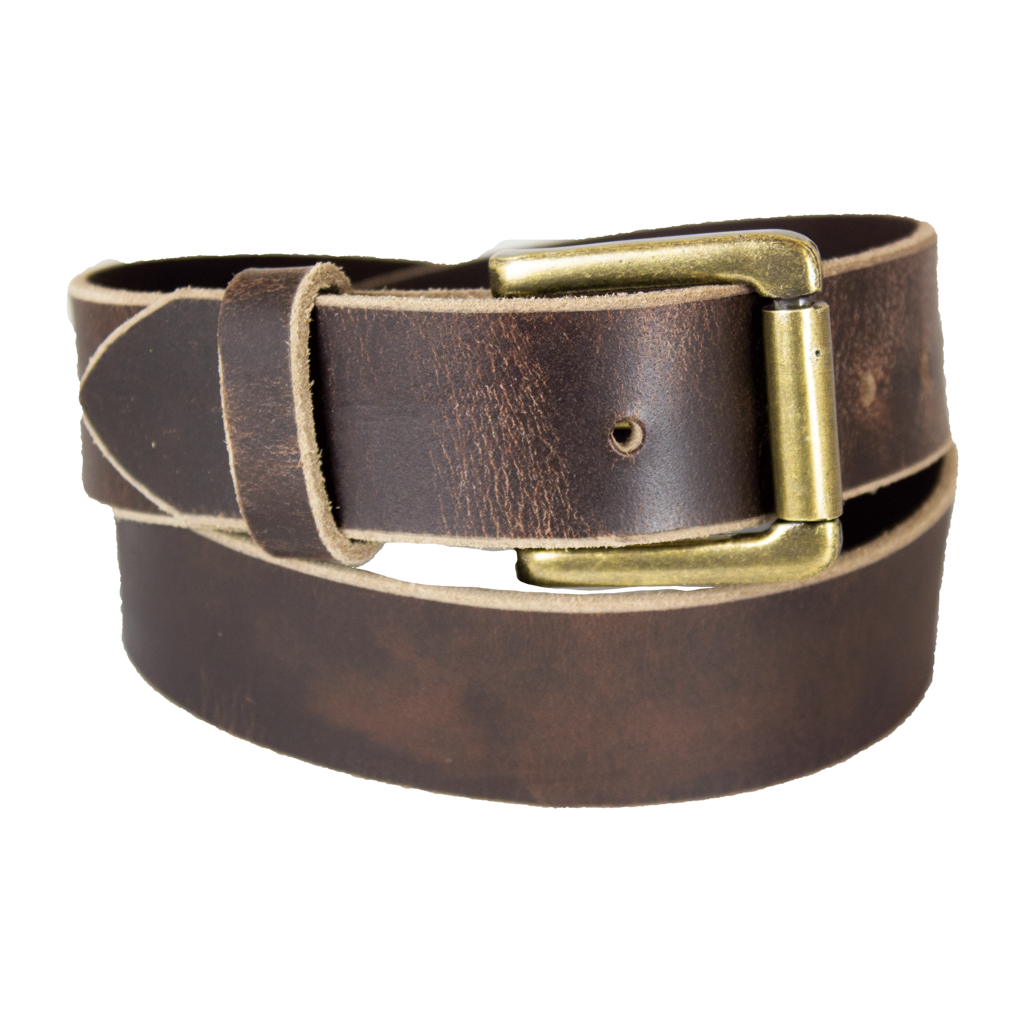 BOL Men's Distressed Waxy Oil Removable Buckle Leather Belt