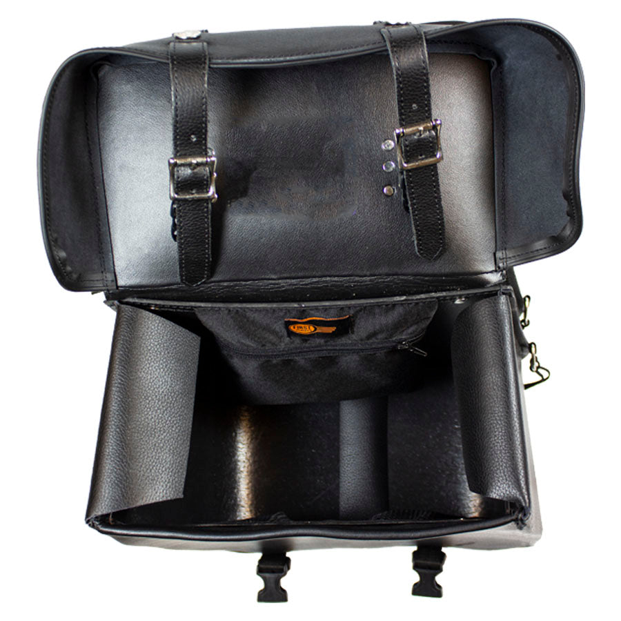 Double Buckle Leather Saddle Bag