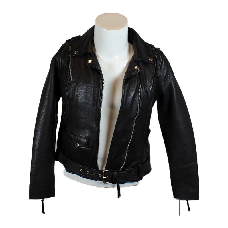 BOL Women's Leather Biker Jacket with Adjustable Belt